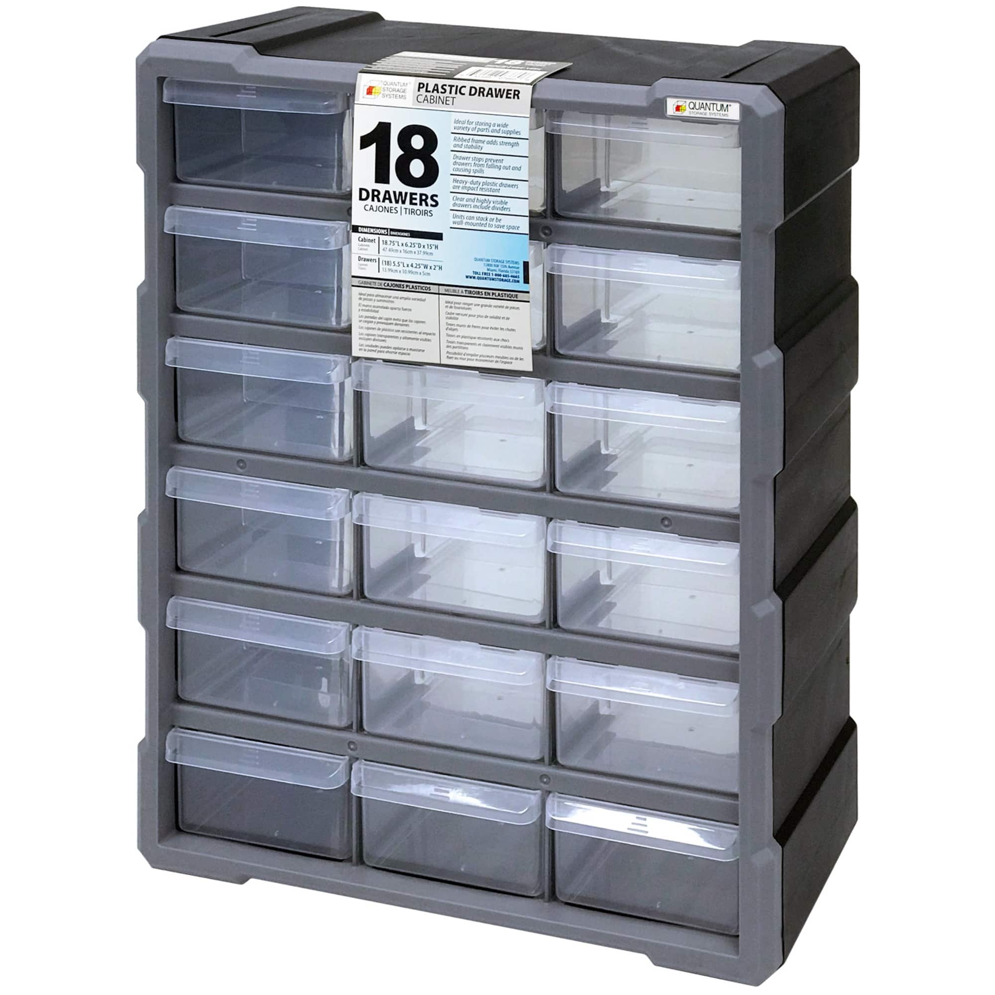 Quantum Storage Systems® Black & Gray 18-Drawer Cabinet